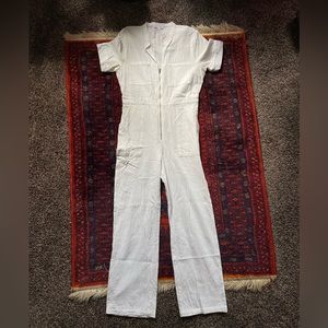 Emory Park white linen jumpsuit
